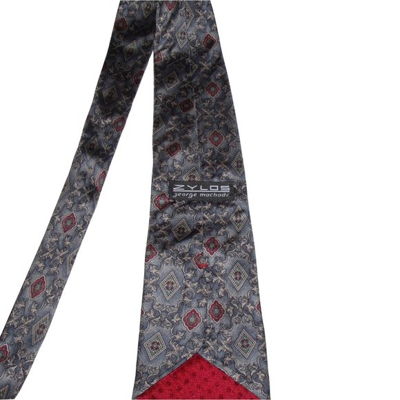 ZYLOS George Machado Mens Baroque Geometric Batik Abstract 100% Italian Silk Tie - Picture 3 of 5